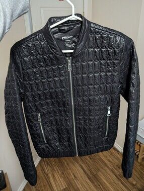 DKNY Black Quilted Bomber Jacket